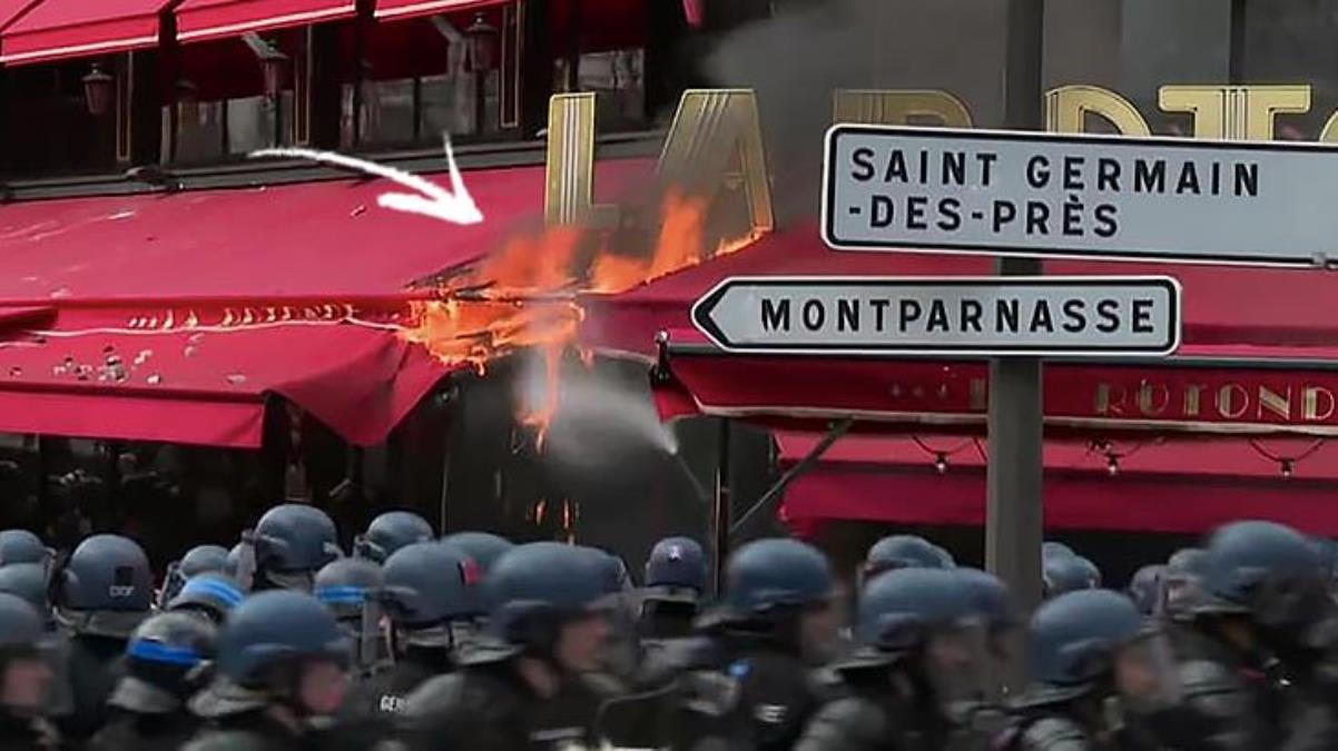 Fransa’da tansiyon hala yüksek! Göstericiler, Macron’un favori restoranını ateşe verdi